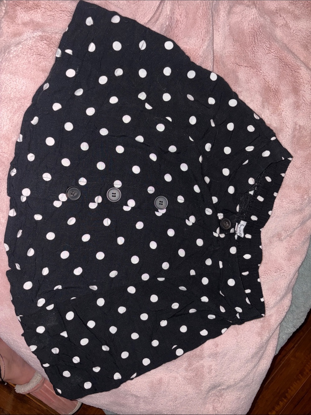 love, Fire Black Polka Dot Circle Skirt with Button Detail